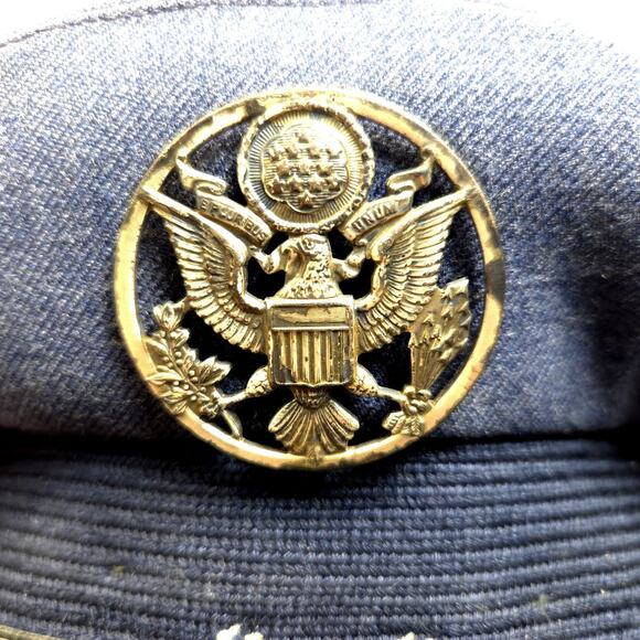 Vintage 1968 Vietnam US Army Wool Service Cap Hat War Serge Blue Type II - Picture 2 of 12